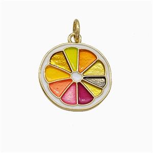 Copper Lemon Sliced Pendant Multicolor Painted Gold Plated, approx 15-16mm [FD19850]