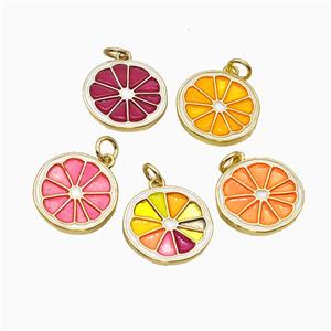 Copper Lemon Sliced Pendant Painted Gold Plated Mixed, approx 15-16mm [FD19851]