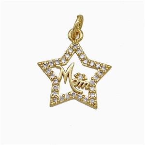 Copper Star Pendant Pave Zirconia Mom Gold Plated, approx 15mm [FD19853]