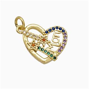 Copper Heart Pendant Pave Zirconia Mom Gold Plated, approx 14-15.5mm [FD19855]