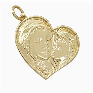Copper Mother Heart Pendant Love Baby Gold Plated, approx 19mm [FD19873]
