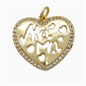 Copper Heart Pendant Pave Zirconia Mama Gold Plated, approx 20mm [FD19875]
