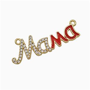 Copper Mama Pendant Pave Zirconia Red Enamel 2loops Gold Plated, approx 10-30mm [FD19881]