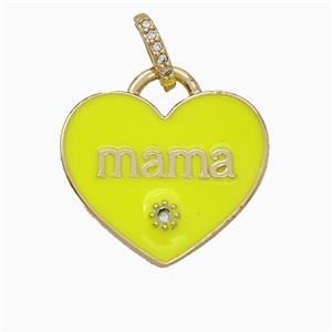 Copper Heart Pendant Yellow Enamel Mama Gold Plated, approx 25mm, 8-10mm [FD19887]