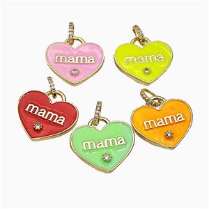 Copper Heart Pendant Enamel Mama Gold Plated Mixed, approx 25mm, 8-10mm [FD19889]