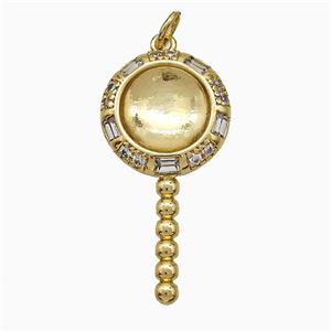 Copper Magicwand Pendant Pave Zirconia Resin Gold Plated, approx 15-30mm [FD19890]
