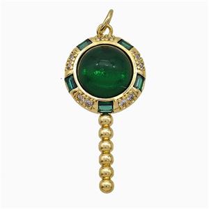 Copper Magicwand Pendant Pave Zirconia Resin Gold Plated, approx 15-30mm [FD19892]