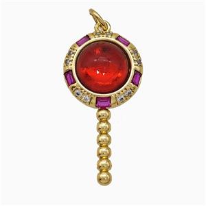 Copper Magicwand Pendant Pave Zirconia Resin Gold Plated, approx 15-30mm [FD19893]