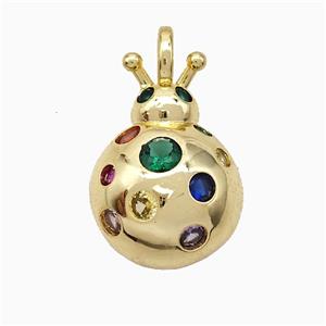 Copper Beetle Pendant Pave Zirconia Gold Plated, approx 20-30mm [FD19896]