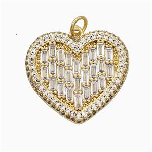 Copper Heart Pendant Pave Zirconia Gold Plated, approx 23mm [FD19900]