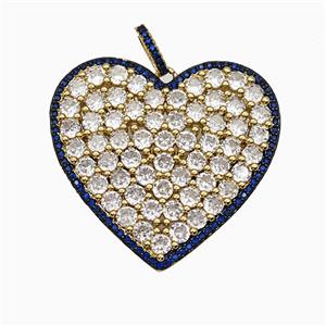 Copper Heart Pendant Pave Zirconia Gold Plated, approx 35mm, 6-8mm [FD19901]