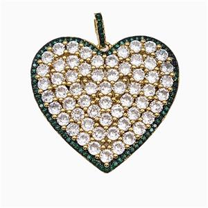 Copper Heart Pendant Pave Zirconia Gold Plated, approx 35mm, 6-8mm [FD19902]