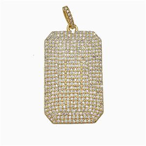 Copper Rectangle Pendant Micropave Zirconia Gold Plated, approx 20-32mm [FD19908]
