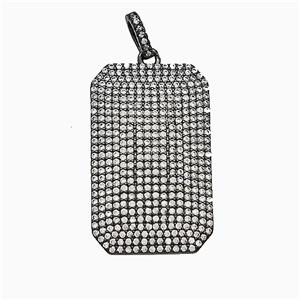 Copper Rectangle Pendant Micropave Zirconia Black Plated, approx 20-32mm [FD19909]