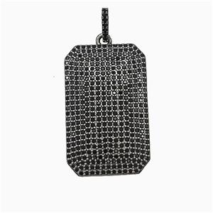 Copper Rectangle Pendant Micropave Zirconia Black Plated, approx 20-32mm [FD19910]