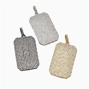 Copper Rectangle Pendant Micropave Zirconia Mixed, approx 20-32mm [FD19911]