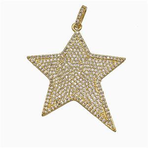 Copper Star Pendant Micropave Zirconia Gold Plated, approx 36-40mm [FD19913]