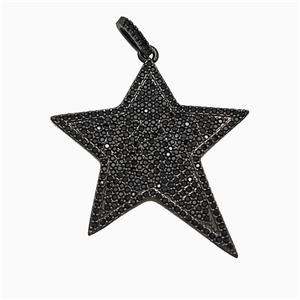Copper Star Pendant Micropave Zirconia Black Plated, approx 36-40mm [FD19914]