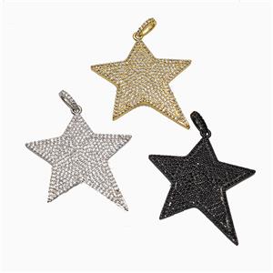 Copper Star Pendant Micropave Zirconia Mixed, approx 36-40mm [FD19915]