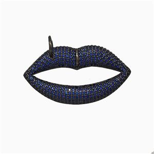Copper Lips Pendant Micropave Zirconia Black Plated, approx 20-37mm [FD19923]