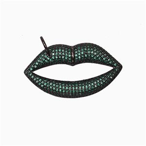 Copper Lips Pendant Micropave Zirconia Black Plated, approx 20-37mm [FD19925]