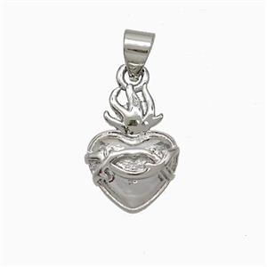 Copper Heart Pendant Platinum Plated, approx 11-15mm [FD19975]