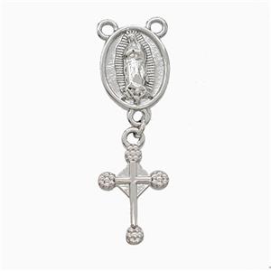 Copper Jesus Cross Pendant 2loops Platinum Plated, approx 11-15mm, 10-15mm [FD19977]