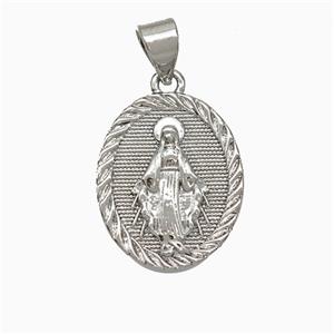 Copper Virgin Mary Pendant Platinum Plated, approx 14-16mm [FD19979]