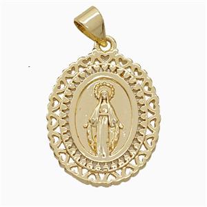 Copper Virgin Mary Pendant 18K Gold Plated, approx 16-20mm [FD19981]