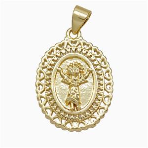 Copper Virgin Mary Pendant 18K Gold Plated, approx 16-20mm [FD19982]