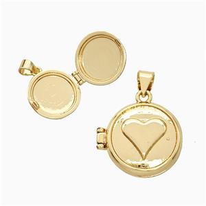 Copper Heart Locket Pendant 18K Gold Plated, approx 16mm [FD19983]