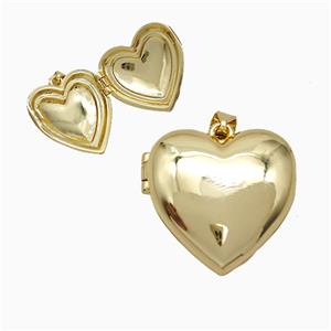 Copper Heart Locket Pendant 18K Gold Plated, approx 20mm [FD19986]