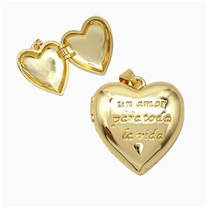 Copper Heart Locket Pendant 18K Gold Plated, approx 22mm [FD19989]