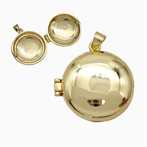 Copper Locket Pendant Coin 18K Gold Plated, approx 20mm [FD19991]