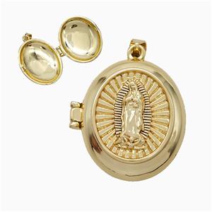 Copper Jesus Locket Pendant 18K Gold Plated, approx 20-25mm [FD19993]