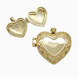 Copper Heart Locket Pendant 18K Gold Plated, approx 20-23mm [FD19994]