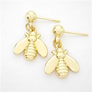 Copper Honeybee Stud Earrings Gold Plated, approx 13-14mm, 5mm [FD20238]