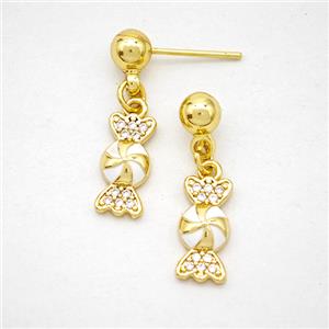 Copper Candy Stud Earrings Enamel Gold Plated, approx 6-12mm, 5mm [FD20259]