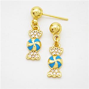 Copper Candy Stud Earrings Enamel Gold Plated, approx 6-12mm, 5mm [FD20262]