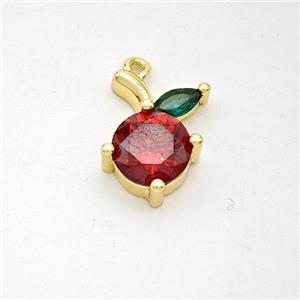 Copper Cherry Pendant Pave Zirconia Gold Plated, approx 8-15mm, 5mm [FD20279]