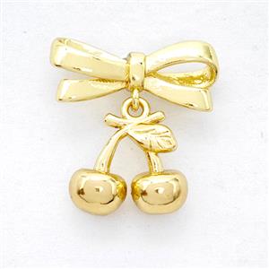 Copper Bowknot And Cherry Earrings Gold Plated, approx 12mm, 7-17mm [FD20318]