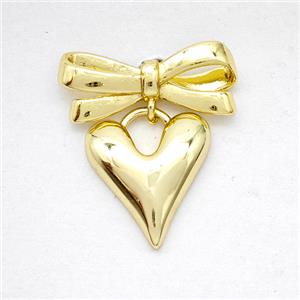 Copper Bowknot And Heart Earrings Gold Plated, approx 12-13mm, 7-17mm [FD20338]