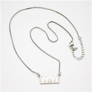 Copper Necklace Double Eleven Number 11 Platinum Plated, approx 9-20mm, 1.2mm, 42-47cm lengthe [FD20360]