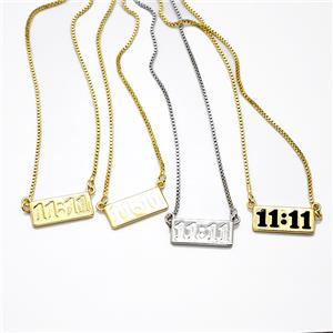 Copper Necklace Double Eleven Number 11 Gold Plated Mixed, approx 9-20mm, 1.2mm, 42-47cm lengthe [FD20364]