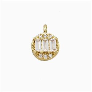 Copper Circle Pendant Pave Zirconia Gold Plated, approx 6.5mm dia [FD20397]