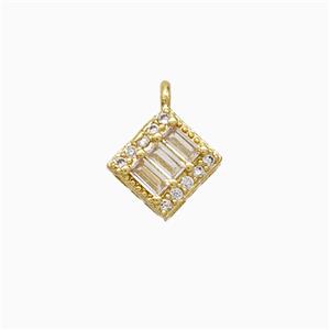 Copper Square Pendant Pave Zirconia Gold Plated, approx 6-6.5mm [FD20399]