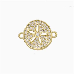 Copper Flower Connector Pave Zirconia Gold Plated, approx 13mm [FD20400]