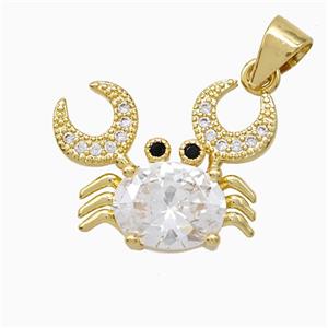 Copper Crab Pendant Pave Crystal Glass Gold Plated, approx 14-18mm [FD20402]