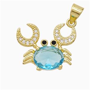 Copper Crab Pendant Pave Crystal Glass Gold Plated, approx 14-18mm [FD20403]