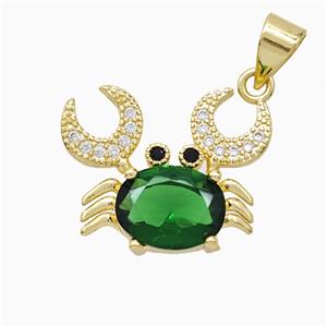 Copper Crab Pendant Pave Crystal Glass Gold Plated, approx 14-18mm [FD20404]